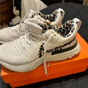 Nike White and Leopard Sneakers - Size 5.5